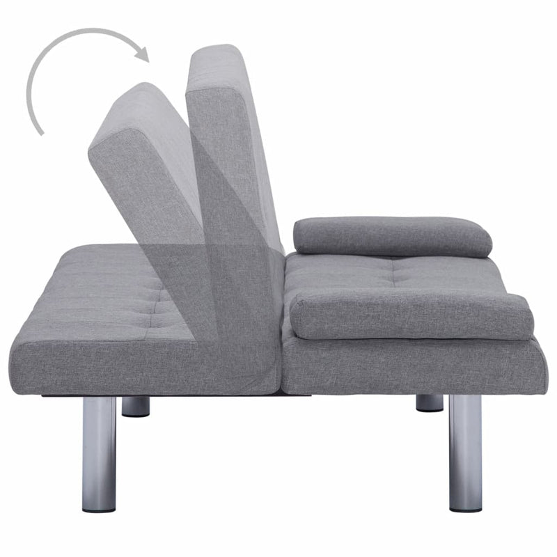 Sofa Bed with Two Pillows Light Grey Polyester Payday Deals