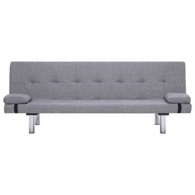 Sofa Bed with Two Pillows Light Grey Polyester Payday Deals