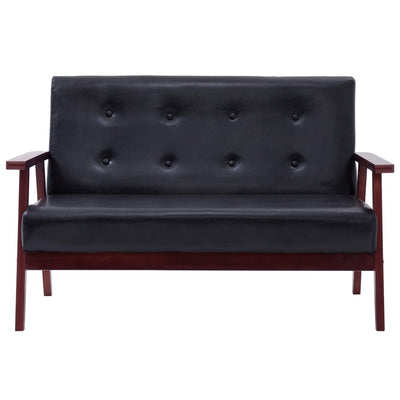 Sofa Set 2 Piece Black Faux Leather Payday Deals