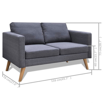 Sofa Set 2-Seater and 3-Seater Fabric Dark Grey Payday Deals