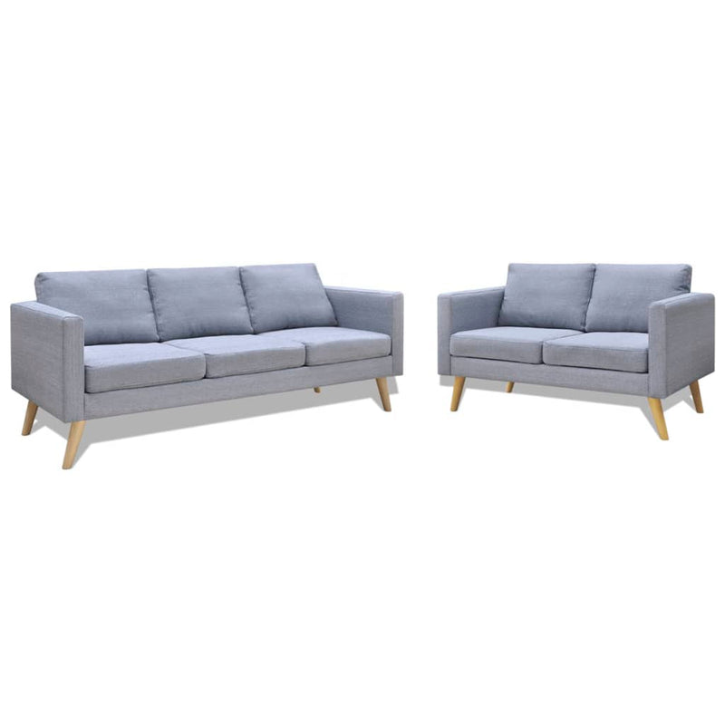 Sofa Set 2-Seater and 3-Seater Fabric Light Grey Payday Deals