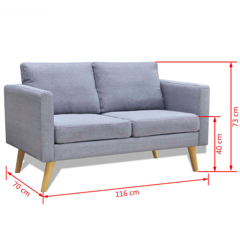 Sofa Set 2-Seater and 3-Seater Fabric Light Grey Payday Deals