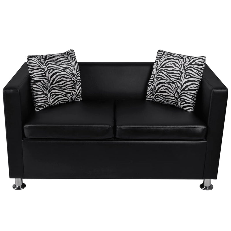 Sofa Set Artificial Leather 3-Seater 2-Seater Armchair Black Payday Deals