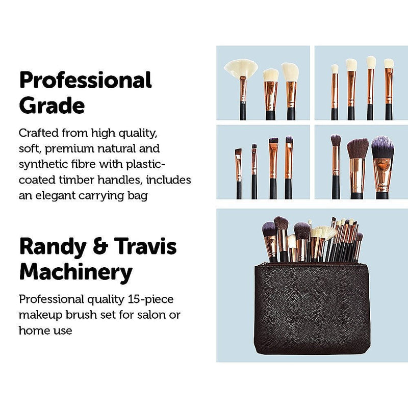 Soft 15Pcs Pro Face Powder Makeup Brushes Set Eyeshader Blending Highlight Tools Payday Deals