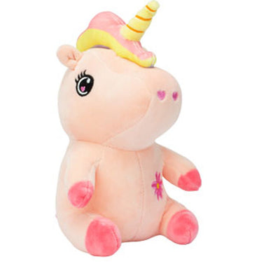 Soft Stuffed Toy Animal Plush Huggable Play Unicorn Sitting 25cm Pink