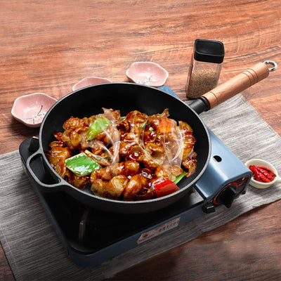 SOGA 25cm Round Cast Iron Frying Pan Skillet Steak Sizzle Platter with Helper Handle Payday Deals