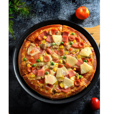 SOGA 2X 10-inch Round Black Steel Non-stick Pizza Tray Oven Baking Plate Pan Payday Deals