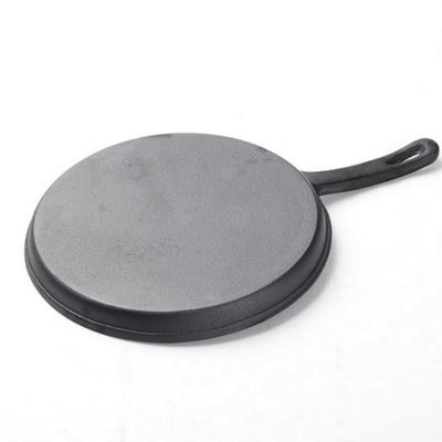 SOGA 2X 26cm Round Cast Iron Frying Pan Skillet Griddle Sizzle Platter Payday Deals