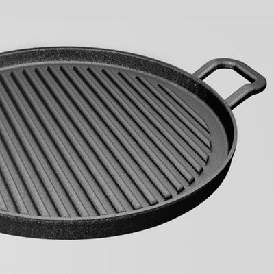 SOGA 2X 28cm Ribbed Cast Iron Frying Pan Skillet Coating Steak Sizzle Platter Payday Deals