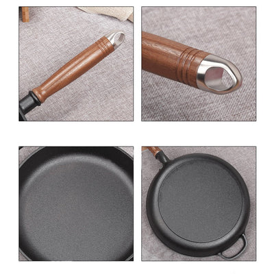 SOGA 2X 29cm Round Cast Iron Frying Pan Skillet Steak Sizzle Platter with Helper Handle Payday Deals