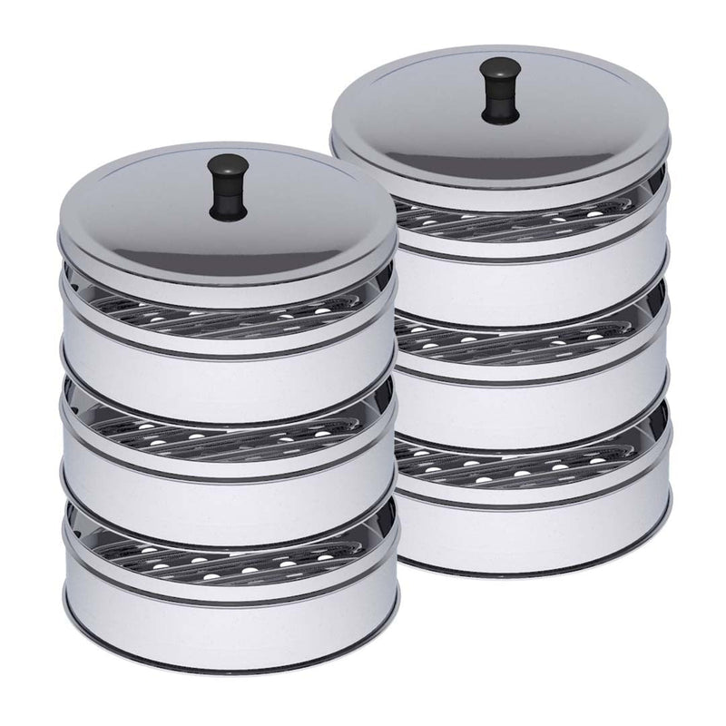 SOGA 2X 3 Tier Stainless Steel Steamers With Lid Work inside of Basket Pot Steamers 25cm Payday Deals