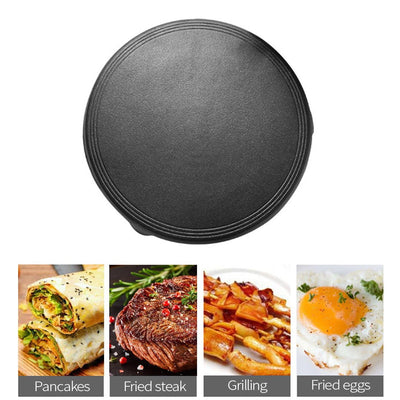 SOGA 2X 33CM Reversible Round Cast Iron Induction Crepes Pan Baking Cookie Pancake Pizza Bakeware Payday Deals
