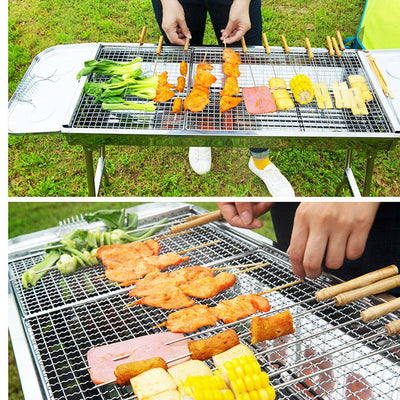 SOGA 2X Skewers Grill Portable Stainless Steel Charcoal BBQ Outdoor 6-8 Persons Payday Deals
