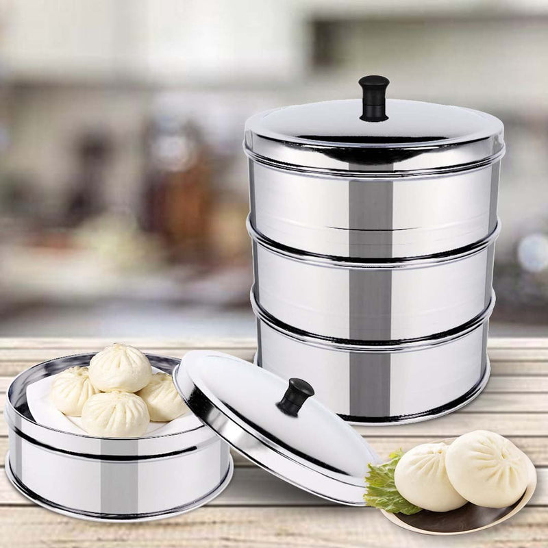 SOGA 3 Tier 28cm Stainless Steel Steamers With Lid Work inside of Basket Pot Steamers Payday Deals