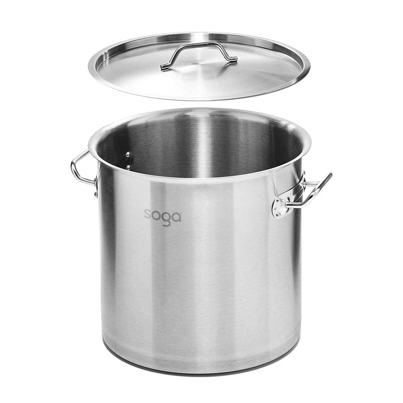 SOGA 33L Stainless Steel Stock Pot with One Steamer Rack Insert Stockpot Tray Payday Deals