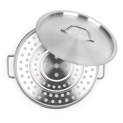 SOGA 33L Stainless Steel Stock Pot with Two Steamer Rack Insert Stockpot Tray Payday Deals