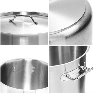 SOGA 33L Stainless Steel Stock Pot with Two Steamer Rack Insert Stockpot Tray Payday Deals