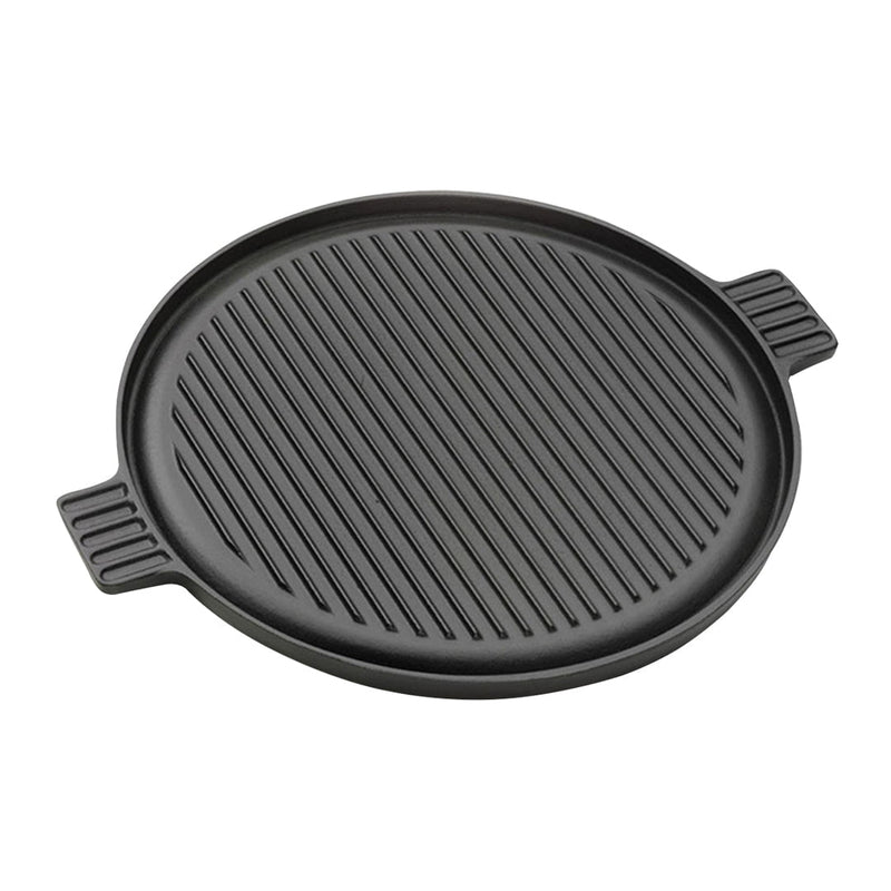 SOGA 43cm Round Ribbed Cast Iron Frying Pan Skillet Steak Sizzle Platter with Handle Payday Deals