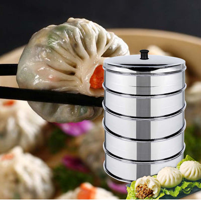 SOGA 5 Tier 22cm Stainless Steel Steamers With Lid Work inside of Basket Pot Steamers Payday Deals