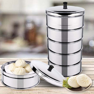 SOGA 5 Tier 25cm Stainless Steel Steamers With Lid Work inside of Basket Pot Steamers Payday Deals