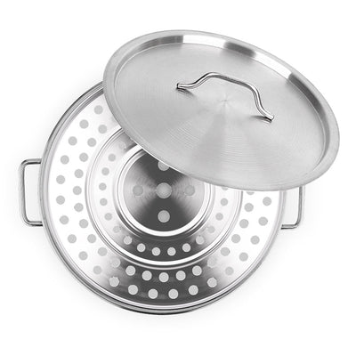 SOGA 50L Stainless Steel Stock Pot with Two Steamer Rack Insert Stockpot Tray Payday Deals