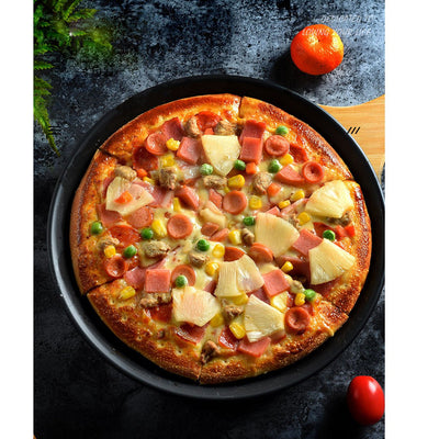 SOGA 6X 7-inch Round Black Steel Non-stick Pizza Tray Oven Baking Plate Pan Payday Deals