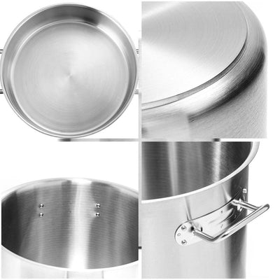SOGA Stock Pot 143L Top Grade Thick Stainless Steel Stockpot 18/10 Without Lid Payday Deals