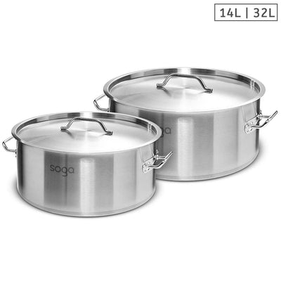 SOGA Stock Pot 14L 32L Top Grade Thick Stainless Steel Stockpot 18/10 Payday Deals