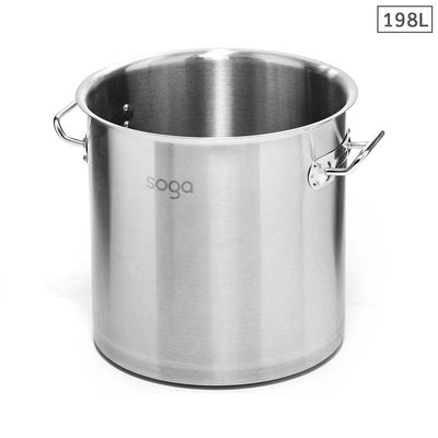 SOGA Stock Pot 198L Top Grade Thick Stainless Steel Stockpot 18/10 Without Lid Payday Deals