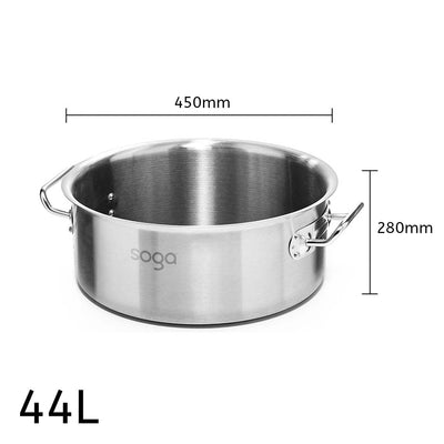 SOGA Stock Pot 44L Top Grade Thick Stainless Steel Stockpot 18/10 Without Lid Payday Deals