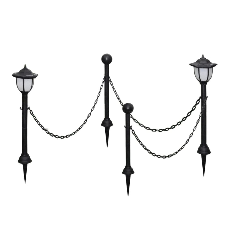 Solar Lights 4 pcs with Chain Fence and Poles Payday Deals