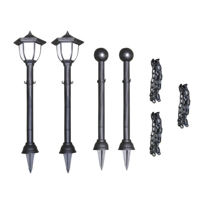 Solar Lights 4 pcs with Chain Fence and Poles Payday Deals