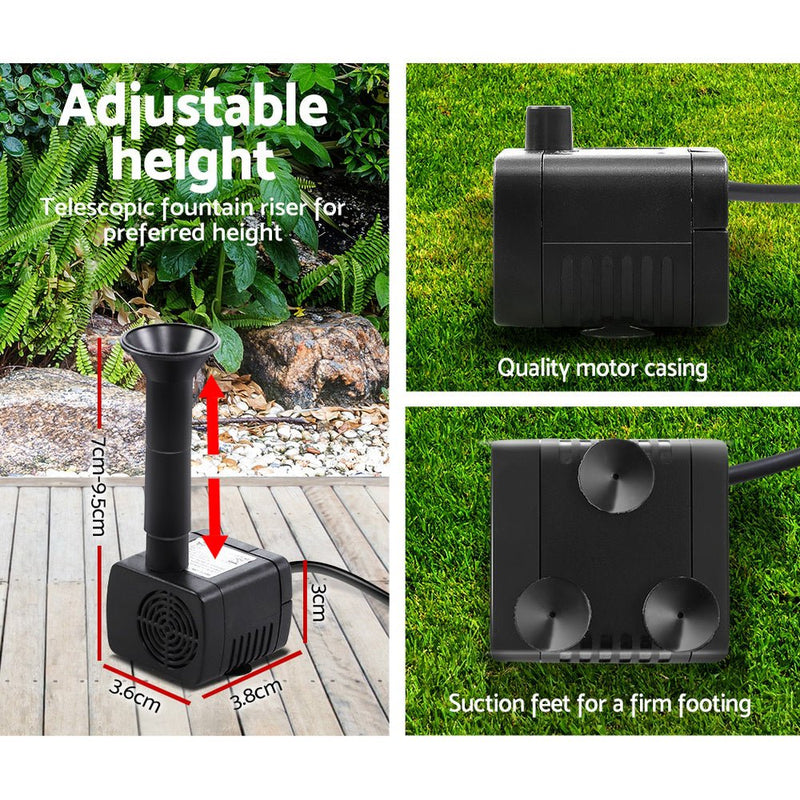 Solar Pond Pump Outdoor Water Fountains Submersible Garden Pool Kit 2.6 FT Payday Deals