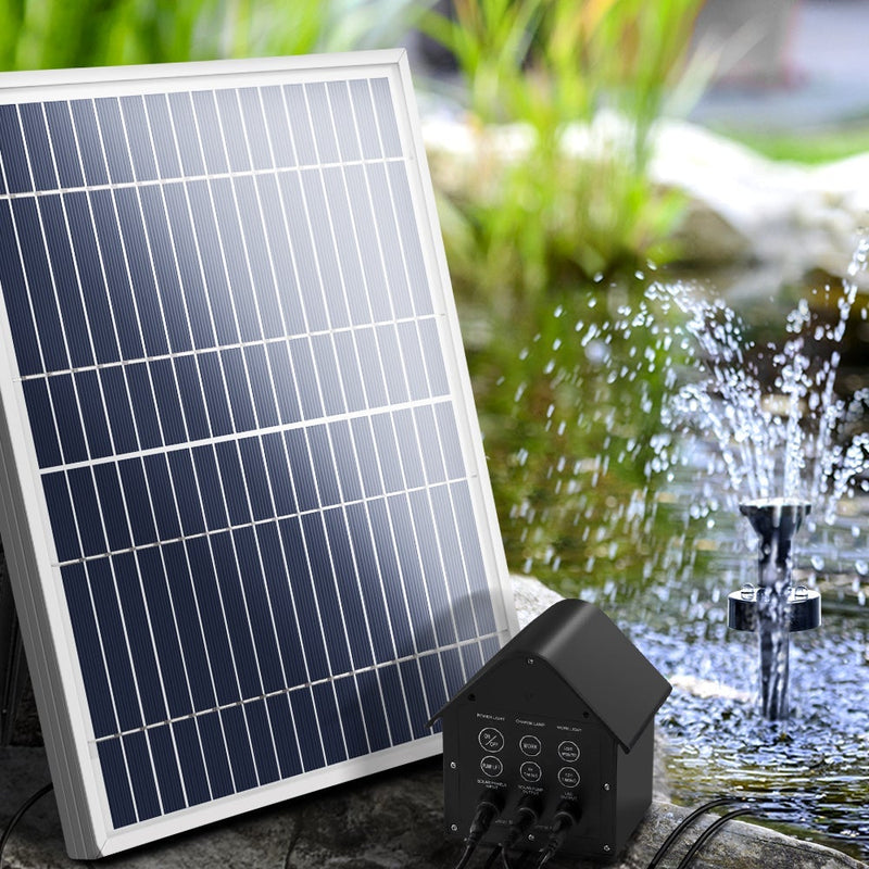 Solar Pond Pump with Battery Powered Submersible Kit LED Light & Remote 8.8 FT Payday Deals