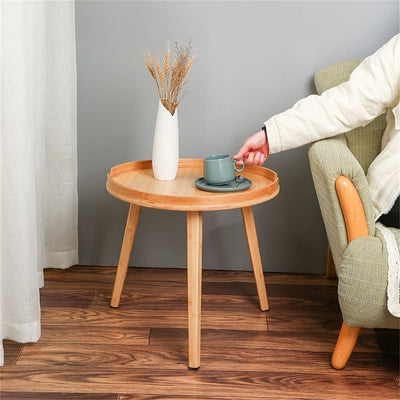 Sommer Bamboo Round Coffee Side Table Payday Deals