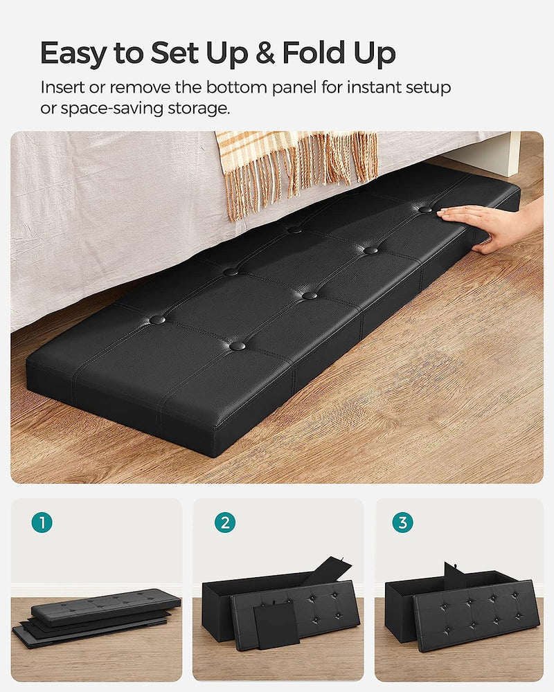 SONGMICS 109cm Folding Storage Ottoman Bench Black Payday Deals