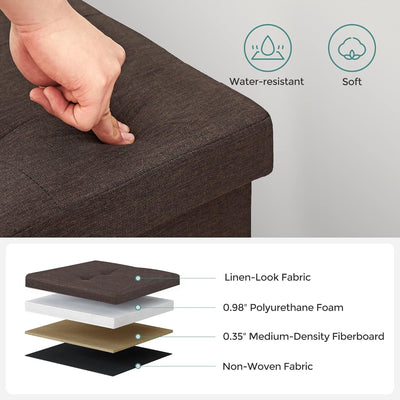 SONGMICS 109cm Folding Storage Ottoman Bench with Storage Space Brown Payday Deals