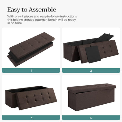 SONGMICS 109cm Folding Storage Ottoman Bench with Storage Space Brown Payday Deals