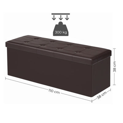 SONGMICS 110cm Folding Ottoman Bench Footrest Brown Payday Deals