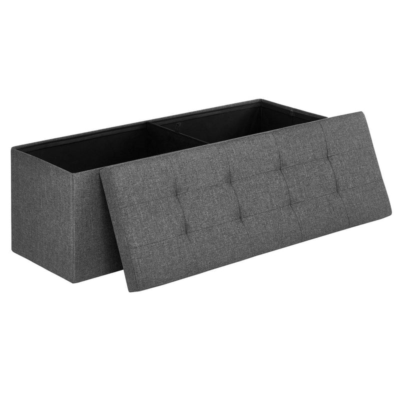 SONGMICS 110cm Folding Storage Ottoman Bench Foot Rest Stool Dark Gray Payday Deals