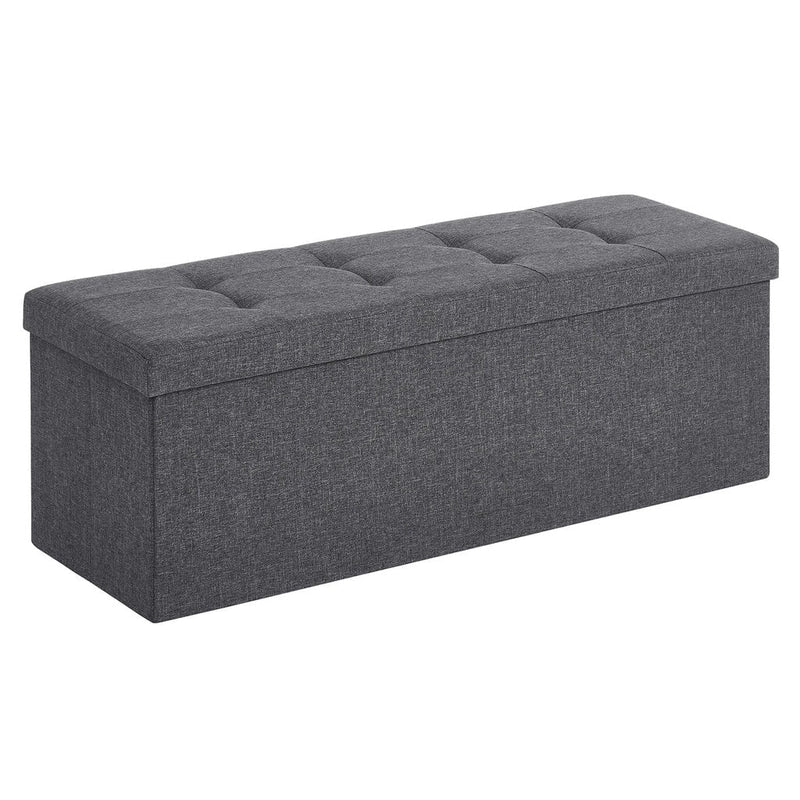 SONGMICS 110cm Folding Storage Ottoman Bench Foot Rest Stool Dark Gray Payday Deals