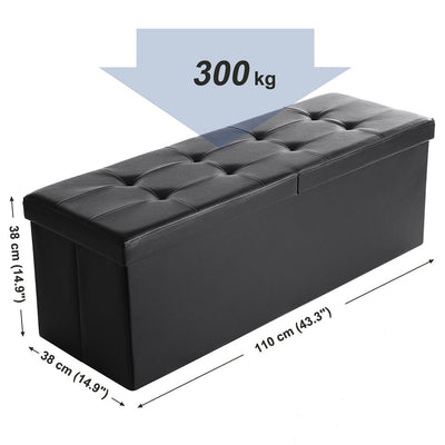 SONGMICS 110cm Folding Storage Ottoman Bench with Flipping Lid Footrest Black Payday Deals