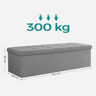 SONGMICS 110cm Storage Ottoman Bench Light Grey Payday Deals