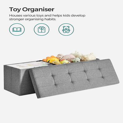 SONGMICS 110cm Storage Ottoman Bench Light Grey Payday Deals