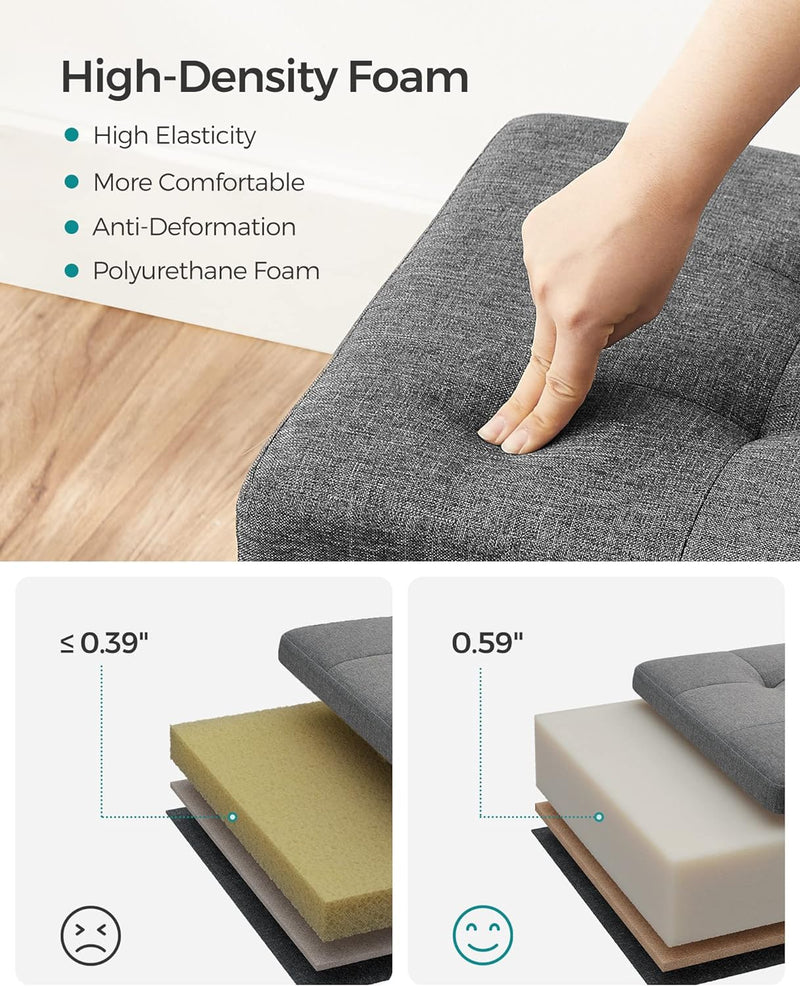 SONGMICS 30cm Folding Storage Ottoman Foot Rest Stool with Storage Dark Grey Payday Deals