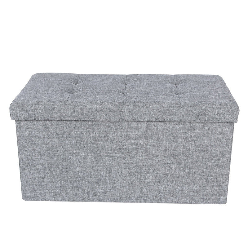 SONGMICS 76cm Folding Storage Ottoman Bench Foot Rest Stool Light Gray Payday Deals