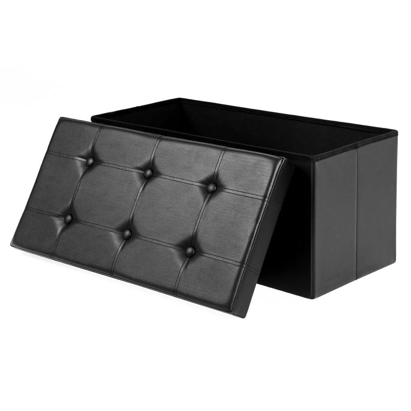 SONGMICS 76cm Folding Storage Ottoman Bench Footrest Black Payday Deals