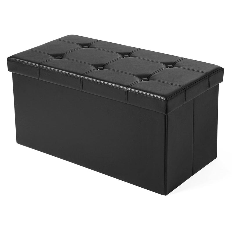 SONGMICS 76cm Folding Storage Ottoman Bench Footrest Black Payday Deals