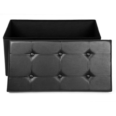 SONGMICS 76cm Folding Storage Ottoman Bench Footrest Black Payday Deals