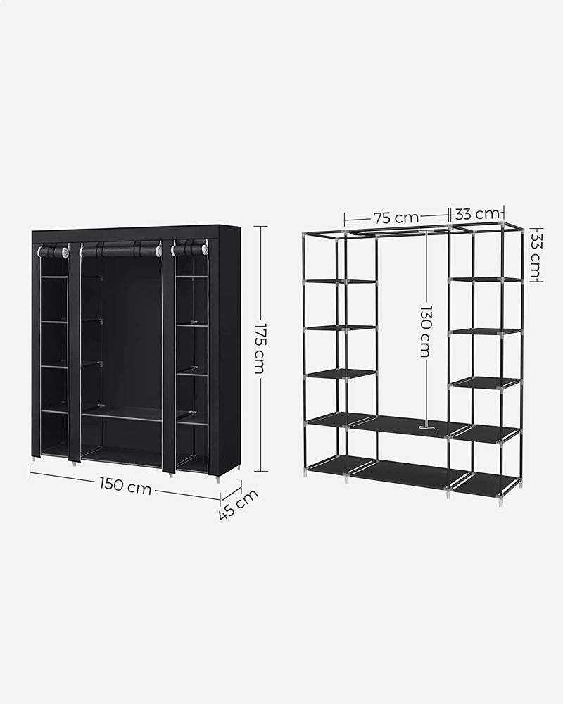 SONGMICS Non-Woven Fabric Wardrobe Bedroom Furniture Storage Black LSF03H Payday Deals